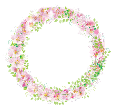 Vector  floral  circle  frame.のイラスト素材
