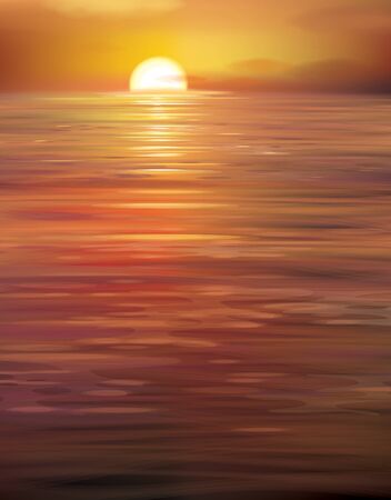Vector  sunset on sea background.のイラスト素材
