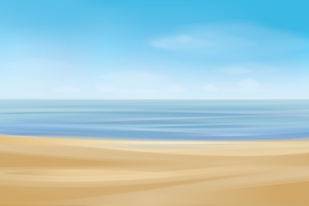 Ocean with blue  sky and sandy beach.のイラスト素材