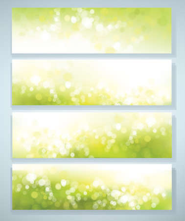 Vector green lights, bokeh banners.のイラスト素材