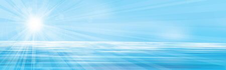 Vector blue sea  and  sun shine sky  background.のイラスト素材