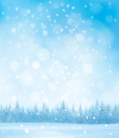 Vector  winter  snow scenes with forest background.のイラスト素材