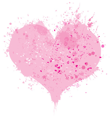 Vector pink, splashing heart frame isolated.のイラスト素材