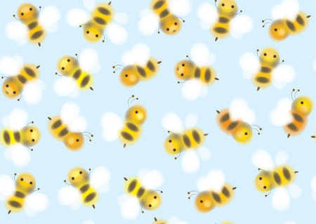 Vector seamless pattern of cute  bees.のイラスト素材