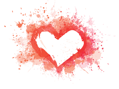 Vector red, splashing heart frame isolated.のイラスト素材