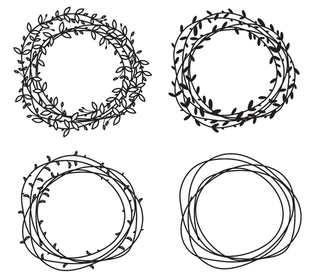 Vector floral frames silhouettes.のイラスト素材