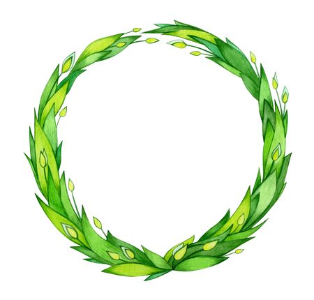  Green leaves,  abstract frame, isolated on white.の写真素材