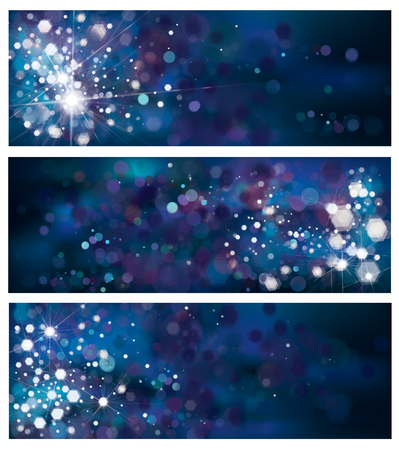 Vector abstract blue, sparkle, glitter banners.のイラスト素材