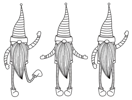 Vector   gnomes cartoons, black silhouettes isolated on white.のイラスト素材
