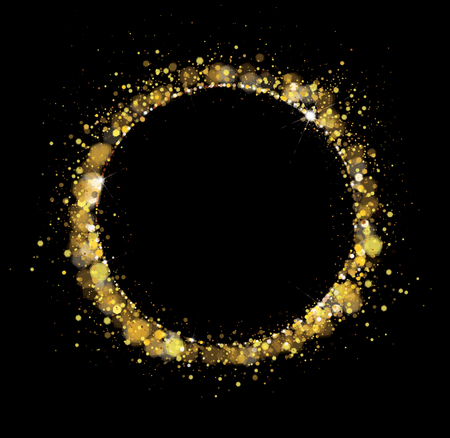 Vector golden, glitter, circle  frame. Holiday background.のイラスト素材