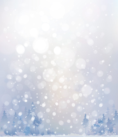 Vector winter snow  landscape. Winter  forest background.のイラスト素材