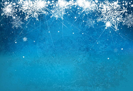 Vector abstract, blue, snowflake background. Christmas background.のイラスト素材