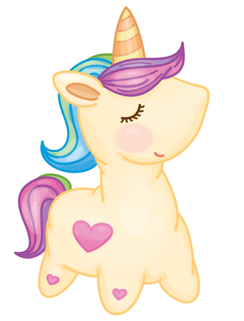 Vector cute  baby unicorn cartoon.のイラスト素材
