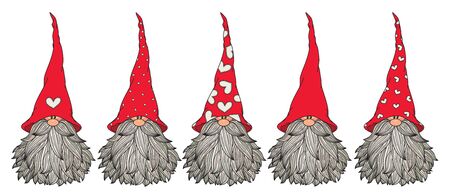 Vector  cute gnomes cartoons,  isolated on white.のイラスト素材