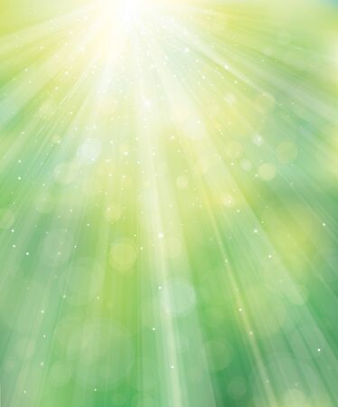Vector green background with rays and lights.のイラスト素材