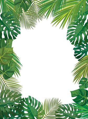 Vectot  frame,  tropical leaves isolated.のイラスト素材