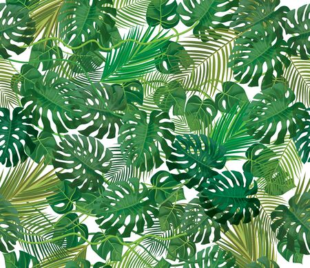 Seamless tropical, exotic leaves pattern, isolated.のイラスト素材