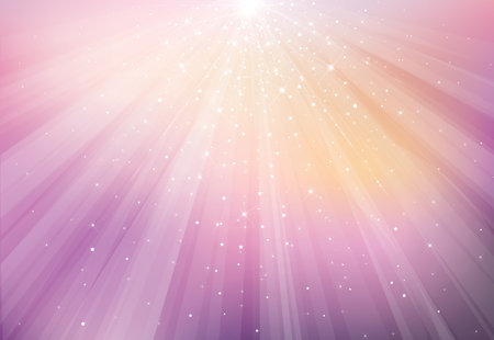 Vector  violet sparkling background with rays, lights and stars.のイラスト素材