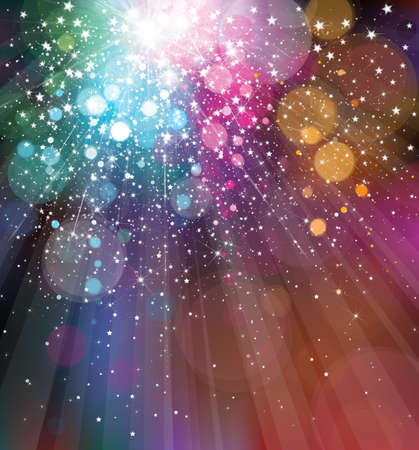 Vector colorful, sparkling background with lights and stars.のイラスト素材