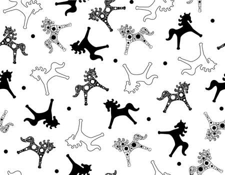 Vector horses  abstract, seamless pattern.のイラスト素材