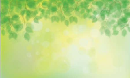 Vector green, bokeh, nature background. Green leaves border. Blurred effect.のイラスト素材