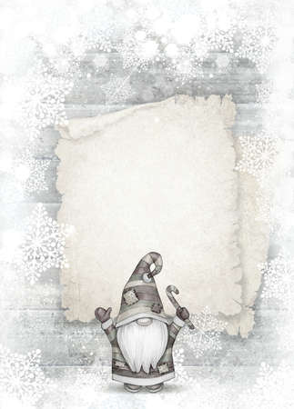 Christmas  gnome cartoon  greeting card for winter holidays. Merry Christmas greeting card.の写真素材