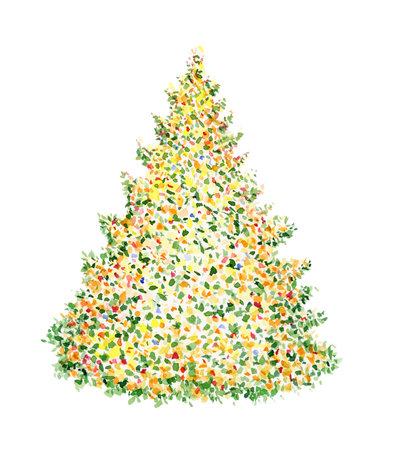 Christmas tree isolated on white..  Watercolor illustration.の写真素材
