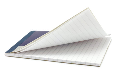 Open notepad on a white background