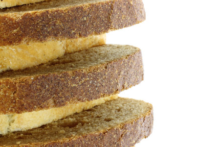 Cut bread on a white background