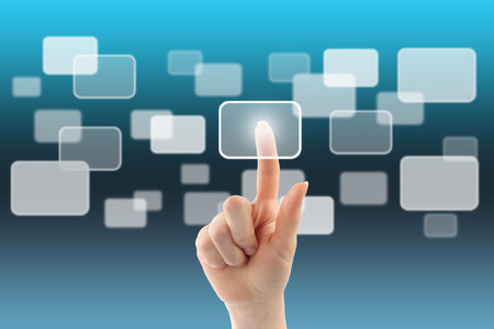 Woman hand with touch screen interface 