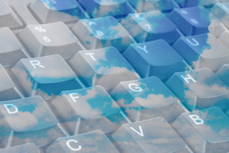 Cloud computing concept with keyboard keys