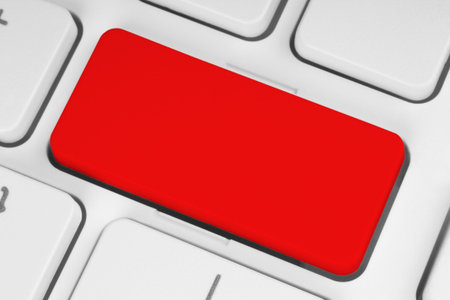 Blank red button on the keyboard close-up 