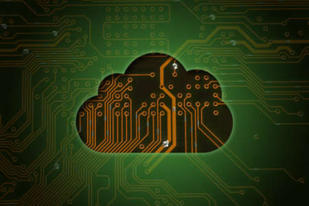 Cloud on circuit background, cloud computing concept の写真素材