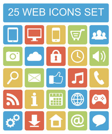 Color flat web icons set on white backgroundのイラスト素材