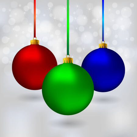 Color Christmas balls on bokeh backgroundのイラスト素材