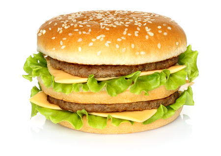 Big hamburger on white backgroundの写真素材