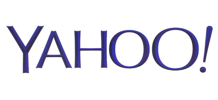KIEV, UKRAINE - MAY 26, 2015:Yahoo logotype printed on paper on white background. Yahoo is a multinational Internet corporationのeditorial素材
