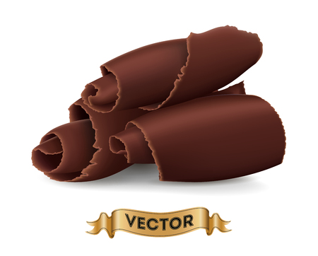 Chocolate shavings on white background. Realistic style vector illustrationのイラスト素材