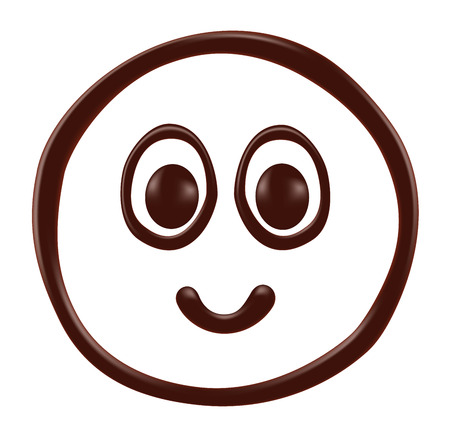 Chocolate smiley face on white background, realistic vector illustrationのイラスト素材