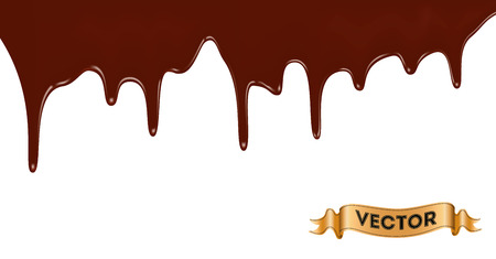 Realistic vector illustration of melted chocolate dripping on white backgroundのイラスト素材
