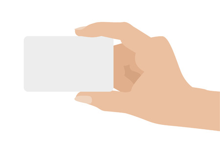 Hand holding white card, isolated on white background. Flat design vector illustrationのイラスト素材