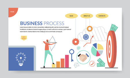 Business process concept, creative website template,  modern flat design vector illustrationのイラスト素材