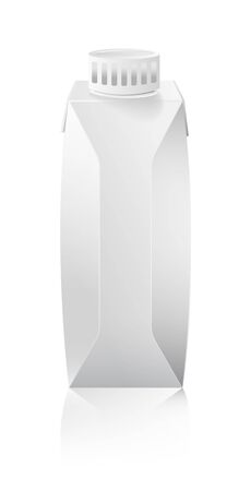 White paper pack for milk, juice, and other, on white background. Realistic vector illustrationのイラスト素材