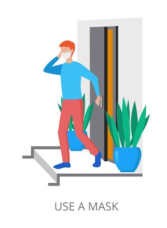 Use Mask concept, modern flat design vector illustration, for graphic and web designのイラスト素材