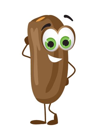 Funny Date Fruit with eyes. Cartoon funny fruits characters flat vector illustrationのイラスト素材