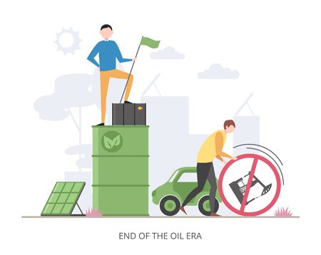 End of Oil Era concept, flat vector illustrationのイラスト素材