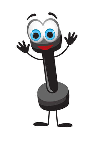 Funny dumbbell on white background, fitness collection, flat vector illustrationのイラスト素材