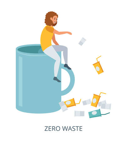 Zero Waste concept, flat design vector illustration close-upのイラスト素材