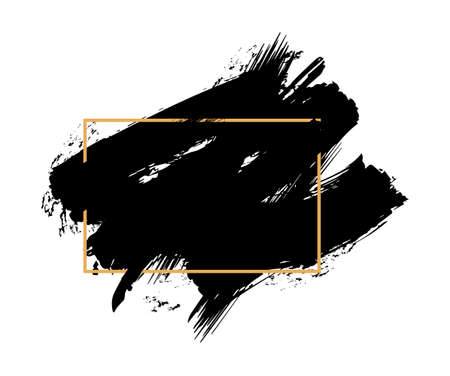 Cosmetic mascara stroke with a frame for text, on white background. Realistic mascara smear, vector illustrationのイラスト素材