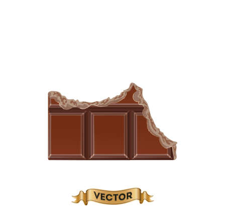 Chocolate bitten bars on white background, realistic vector illustration close-upのイラスト素材